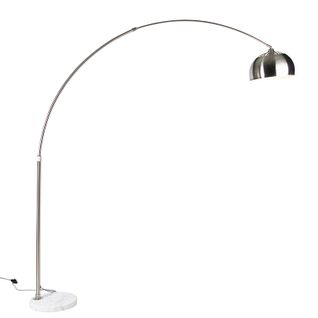 Lampe à Arc En Acier Avec Base En Marbre Blanc Et Abat-jour En Acier - XXL