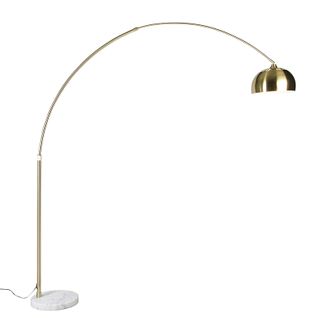 Lampadaire Arqué En Laiton Avec Base En Marbre Blanc Réglable - XXL