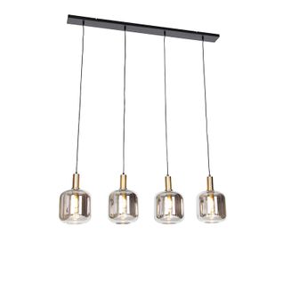 Suspension Design Noire Avec Verre Doré Et Fumé 4 Lumières - Zuzanna