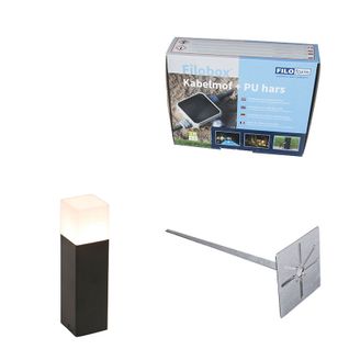 Piquet D'extérieur En Verre Opale Noir 30 Cm Avec Piquet De Terre Et Presse-étoupe - Danemark