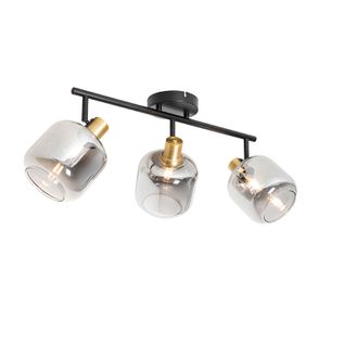 Spot De Plafond Noir Avec Verre Fumé Allongé 3 Lumières - Zuzanna