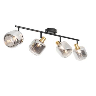 Spot De Plafond Noir Avec Or Avec Verre Fumé 4 Lumières - Zuzanna