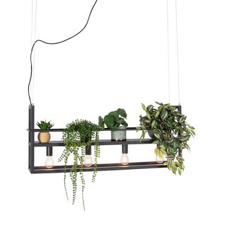 Suspension Industrielle Noire Avec Crémaillère 4 Lumières - Cage Rack