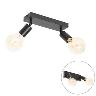 Spot Moderne Noir Rectangulaire 2 Lumières - Facil