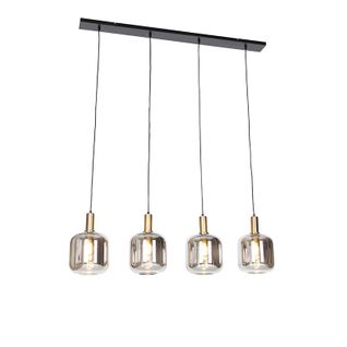 Suspension Intelligente Noire Avec Verre Fumé 4 Lumières Avec Wifi A60 - Zuzanna