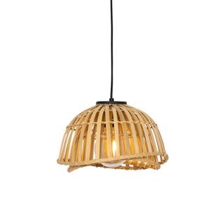 Lampe à Suspension Orientale Noire Avec Bambou Naturel 30 Cm - Pua