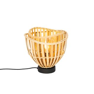 Lampe De Table Orientale Noire Avec Bambou Naturel - Pua