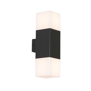 Applique Murale Extérieure Noire Avec Abat-jour Opale 2 Lumières Ip44 - Danemark