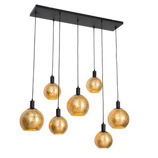 Suspension Design Noire Avec Verre Doré 7 Lumières - Bert