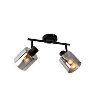 Spot De Plafond Noir Avec Verre Fumé 2 Lumières Orientables - Laura