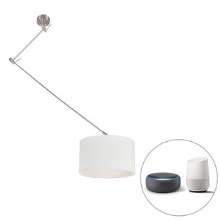 Lampe Suspendue Intelligente En Acier Avec Abat-jour Blanc 35 Cm Avec Wifi A60 - Blitz