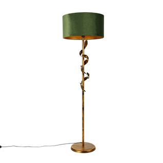 Lampadaire Vintage Or Antique Avec Abat-jour Vert - Tilleul