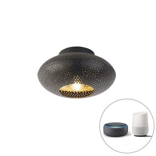 Plafonnier Intelligent Noir Avec Or 25 Cm Avec Wifi A60 - Radiance