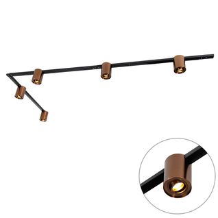 Système Sur Rail Monophasé Avec 5 Spots Bronze Foncé Et Noir - Rondoo Up