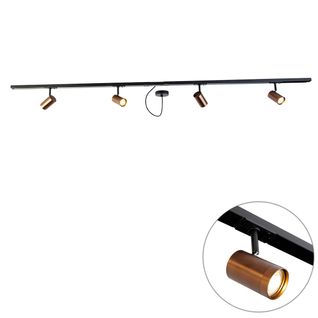 Système Sur Rail Monophasé Bronze Foncé Avec 4 Spots Et I Alimentation Rond - Jeana
