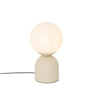 Lampe De Table Hôtel Chic Beige Avec Verre Opale - Pallon Trend