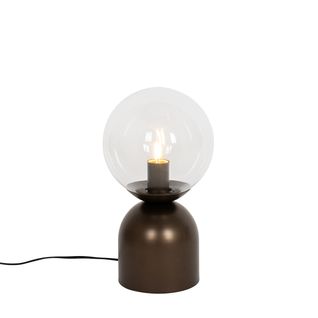 Lampe De Table Hôtel Chic Bronze Foncé Avec Verre Clair - Pallon Trend