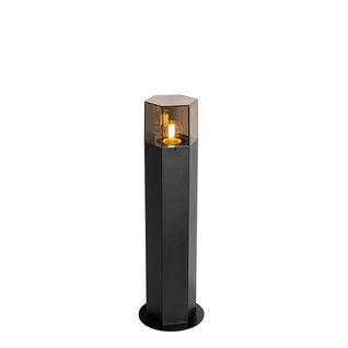 Lampe Sur Pied D'extérieur Noire Avec Abat-jour Fumé Hexagonal 50 Cm - Denmark