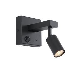 Applique Murale Moderne Noire Avec USB-c Inclinable - Rex