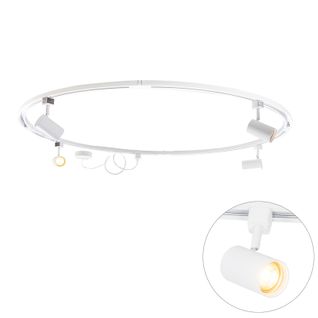 Système D'éclairage Sur Rail Moderne Avec 4 Spots Blancs Monophasés Ronds - Iconic Jeana