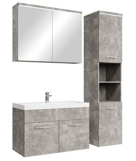 Meuble De Salle De Bain De Paso 80 X 40 Cm Lavabo Beton Gris – Armoire De Rangement Meuble Lavabo