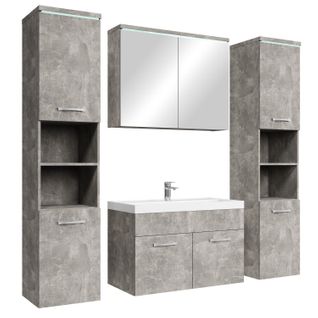 Meuble De Salle De Bain Paso XL 80 X 40 Cm Beton Gris  – Armoire De Rangement Meuble Lavabo Evier
