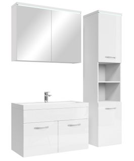 Meuble De Salle De Bain De Paso 80 X 40 Cm Lavabo Blanc Brillant – Armoire De Rangement Meuble