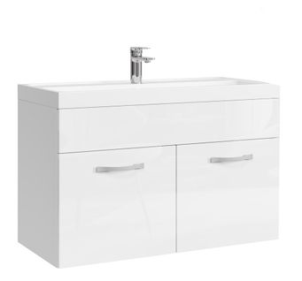 Meuble De Salle De Bain Paso 01 80 X 40 Cm Lavabo Blanc Brillant – Armoire De Rangement