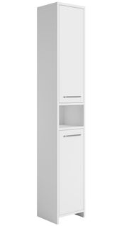 Meuble Colonne Nemo 32 X 29 X 190 Cm – Blanc Brillant – Meuble Sur Pieds Avec Deux Portes Et Six