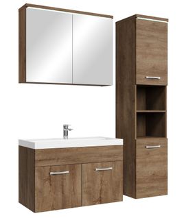 Meuble De Salle De Bain De Paso 80 X 40 Cm Lavabo Chene Marron – Armoire De Rangement Meuble Lavabo