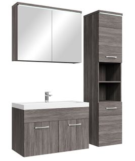 Meuble De Salle De Bain De Paso 80 X 40 Cm Lavabo Chene Gris – Armoire De Rangement Meuble Lavabo