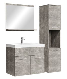 Meuble De Salle De Bain Montreal 60 Cm Lavabo Beton Gris   Armoire De Rangement Meuble Lavabo Evier