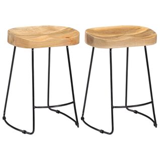 Tabourets De Bar Gavin Lot De 2 Bois De Manguier Solide
