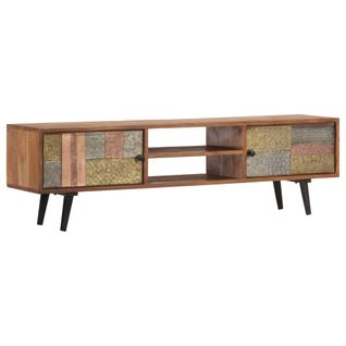 Meuble TV 140x30x40 Cm Bois Solide D'acacia