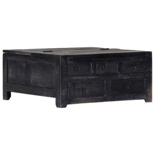 Table Basse Noir 65x65x30 Cm Bois De Manguier Massif