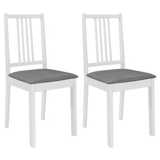 Vidaxl Chaises à Manger Lot De 2 Avec Coussins Blanc Bois Solide Siège Cuisine Dîner Intérieur