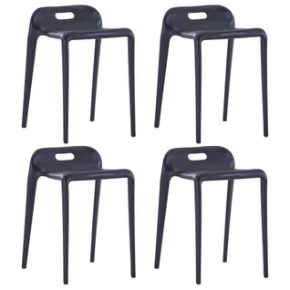 Tabourets Empilables Lot De 4 Noir Plastique