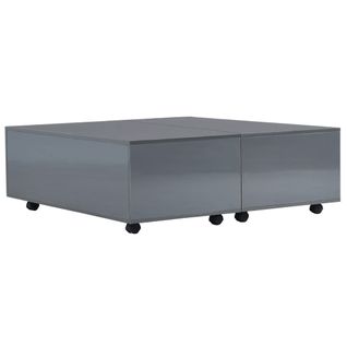 Table Basse Gris Brillant 100x100x35 Cm