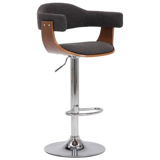 Tabourets De Bar 2 PCs Gris Bois Courbé Et Tissu