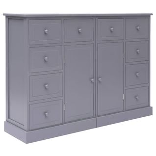 Buffet Avec 10 Tiroirs Gris 113x30x79 Cm Bois