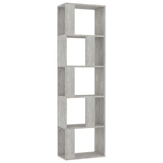 Bibliothèque 5 Compartiments Séparateur De Pièce 45x24x159 Cm Gris Béton Bois Contreplaqué