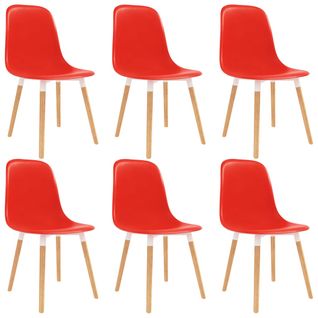 Chaises De Salle À Manger 6 PCs Rouge Plastique