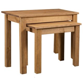 Tables Gigognes 2 Pièces Bois De Pin Massif Assortiment Panama