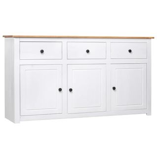 Vidaxl Buffet Blanc 135x40x80 Cm Pin Solide Gamme Panama Armoire Latérale Meuble De Rangement