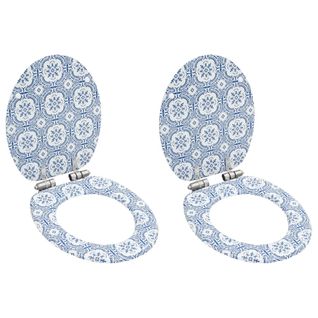 Lot De 2 Sièges Wc Mdf Couvercle à Fermeture Douceur Porcelaine