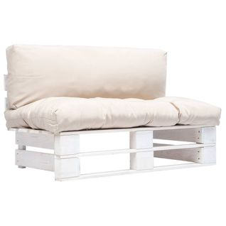 Canapé De Jardin Palette Avec Coussins Sable Pinède