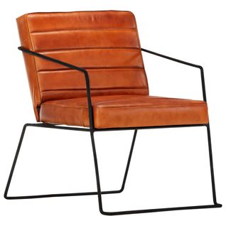 Fauteuil Brun Roux Cuir Véritable