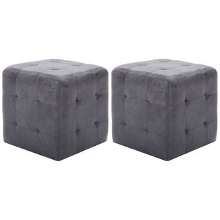 2 Pièces Poufs Gris 30 X 30 X 30 Cm Simili Daim
