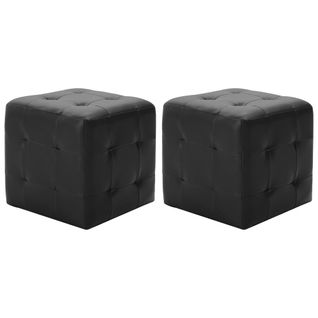 Poufs 2 Pièces Noir 30 X 30 X 30 Cm Simili