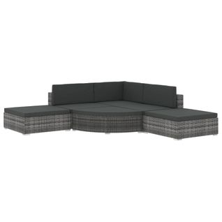 Salon De Jardin 6 Pièces Avec Coussins Résine Tressée Gris